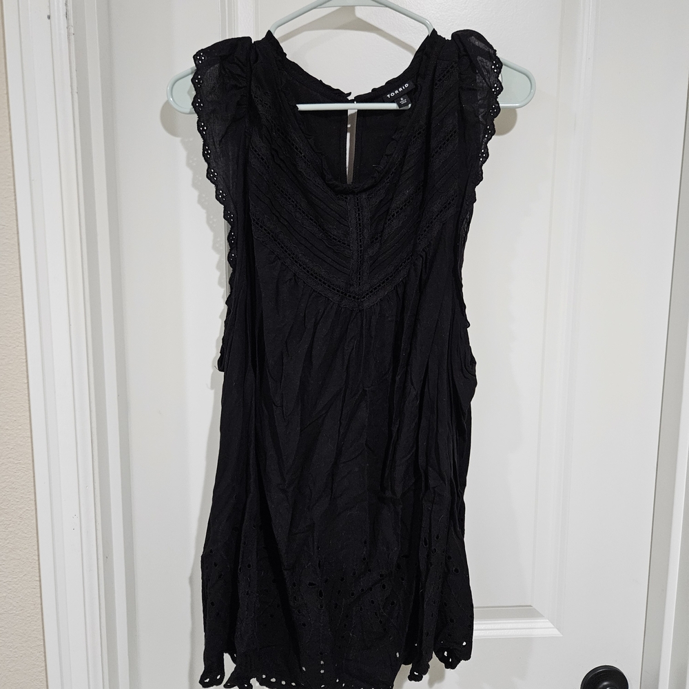 Torrid Black Eyelet Sleeveless Top